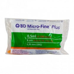 Шприц инсулиновый, Micro-Fine Plus (Микрофайн плюс) 1 мл р. 0.30ммх8мм 30G №10 u-40